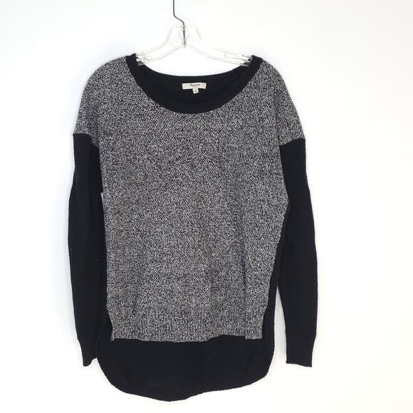 Madewell Chronicle Texture Pullover Sweater Colorblock Textured Black Small - Picture 5 of 11